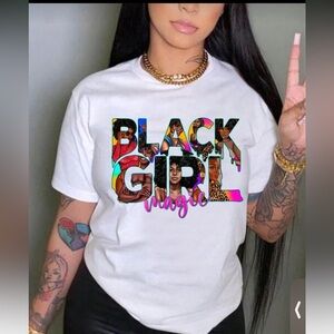 Black Girl Magic Letter Graphic Women’s Round Neck Tee